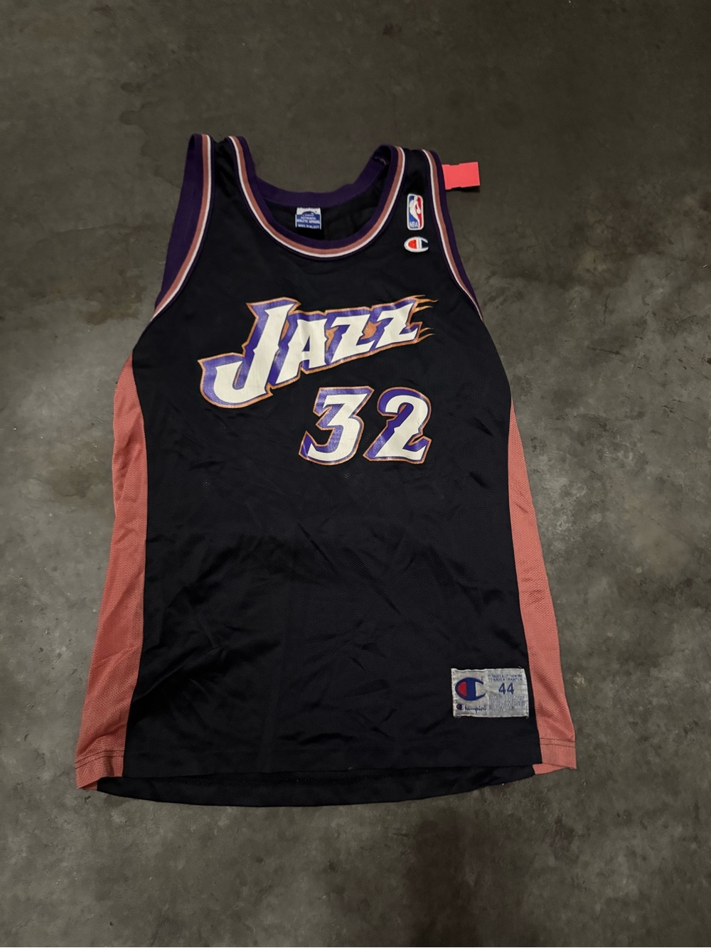 Champion Utah Jazz #32 Black and Pink Basketball Jersey